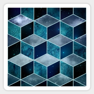 Fun Galactic Stars and Sky Cube Geometric Pattern Sticker